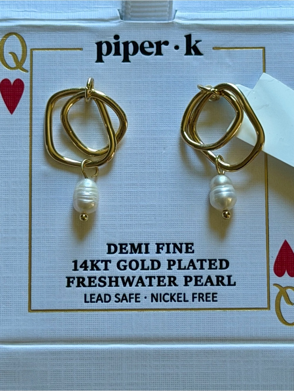 Piper k Gold-Plated Organic Hoop Earrings with White Freshwater Pearls